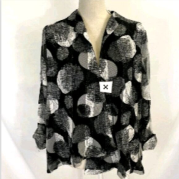 IC by Connie K Jacket Circle Textured Art-to-Wear Asymmetrical sz XXL Black Gray - Picture 4 of 17